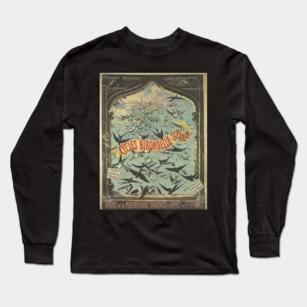 Cycles Hirondelle St. Etienne - Vintage Bicycle Poster from 1900 Long Sleeve T-Shirt by coolville